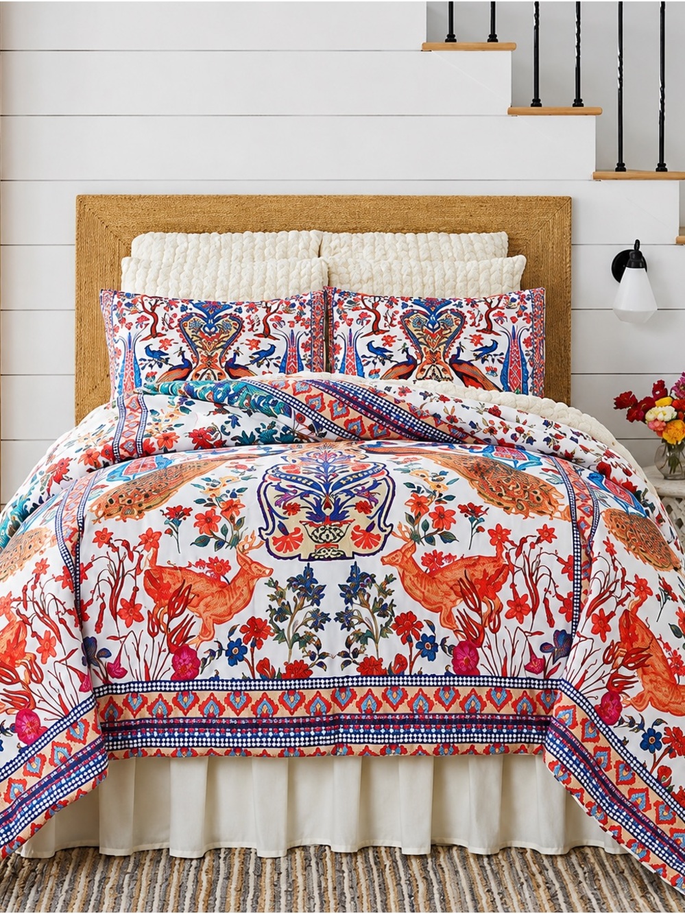 NWT Studio D UMA King Comforter Set 3 Pc Bird Floral Print Cotton King Bedding